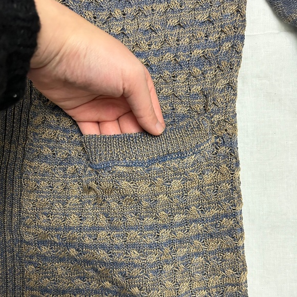 Blue and Gold Knit Open Cardigan - Picture 3 of 8